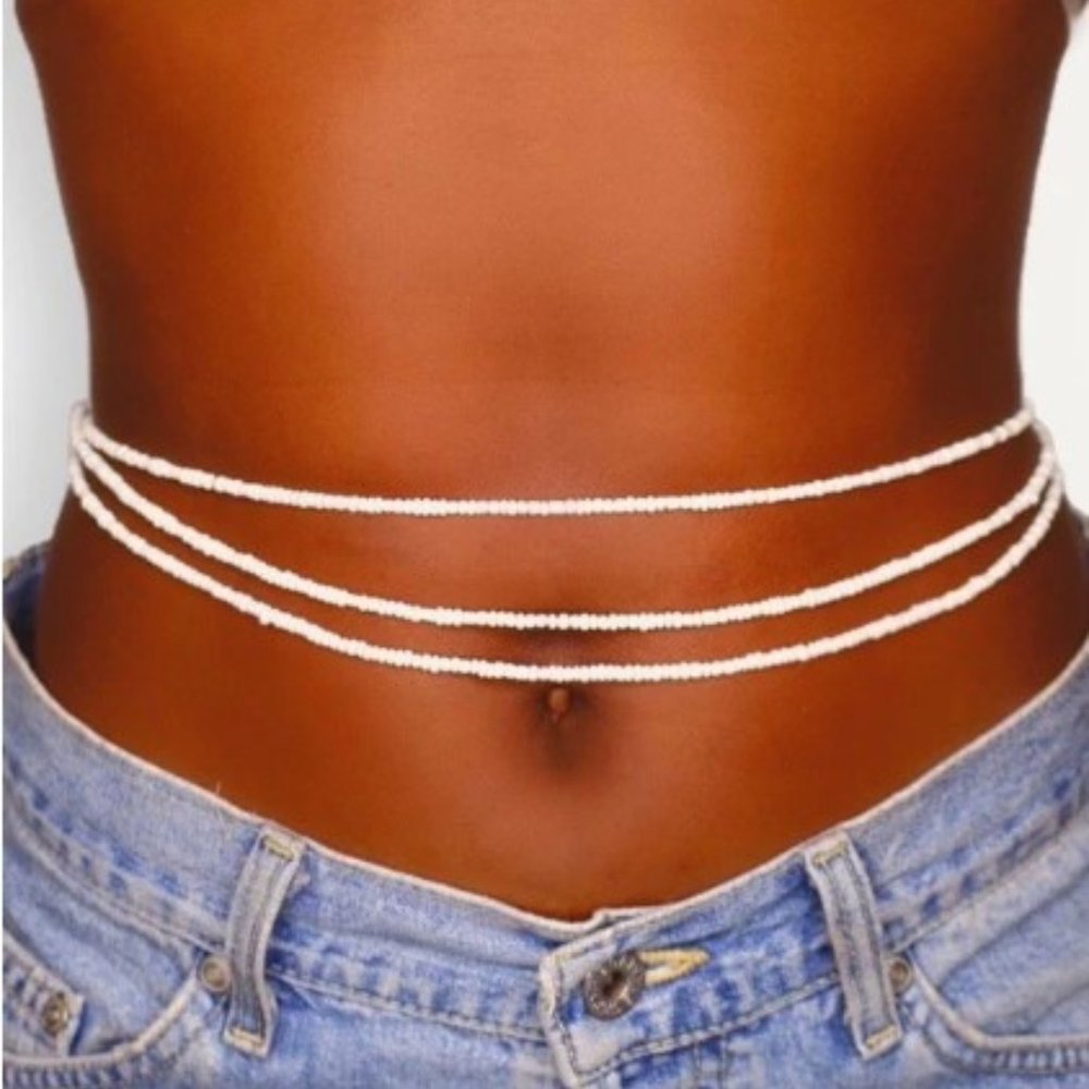 White waist bead 32"